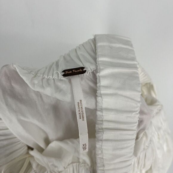 Free People Dress Size XS Womens White Midi Maxi Open Back Puff Sleeve Romantic - Picture 9 of 11